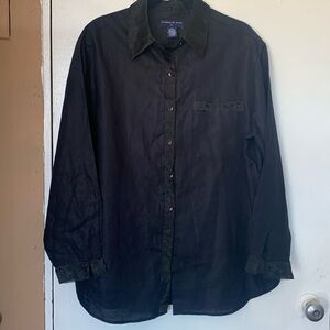 PRESTON & YORK 100% SILK BUTON DOWN BLOUSE  BLACK.
